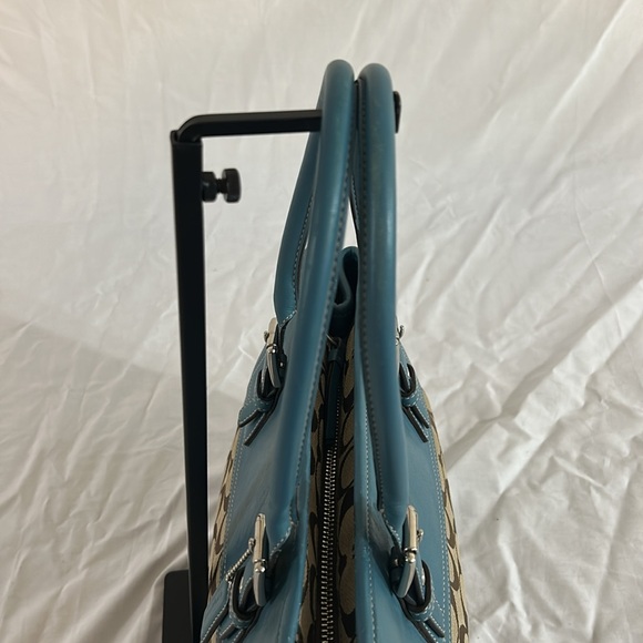 *RARE* Coach F11220 Jacquard Hampton Tan/Blue Satchel Shoulder Bag - Picture 4 of 13